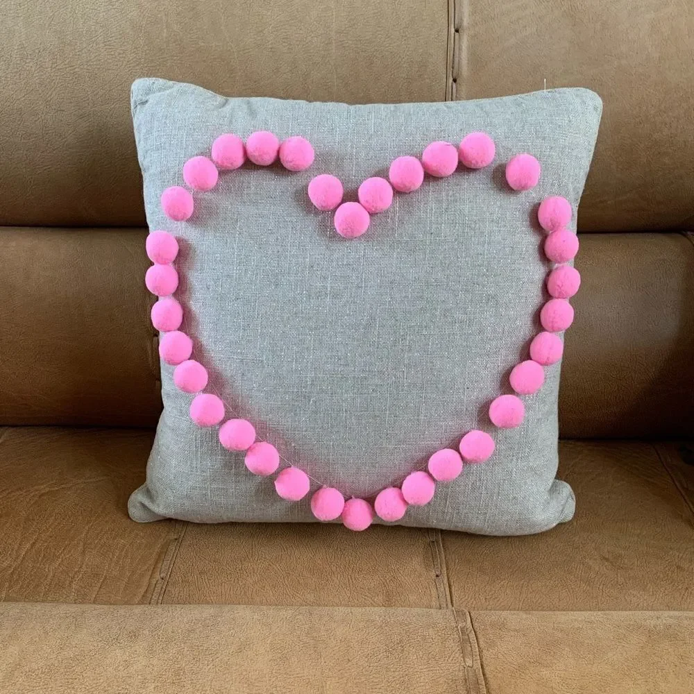 LEVTEX Pompom Heart Accent Pillow